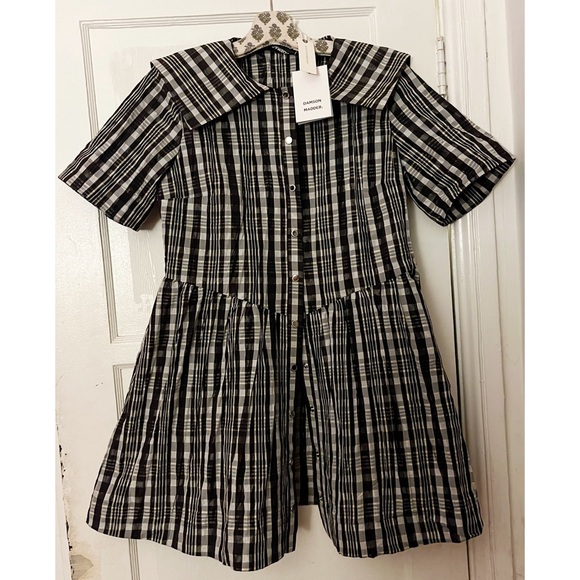 Damson Madder - Miley Mini Dress - Yellow/Black Check - Picture 3 of 5